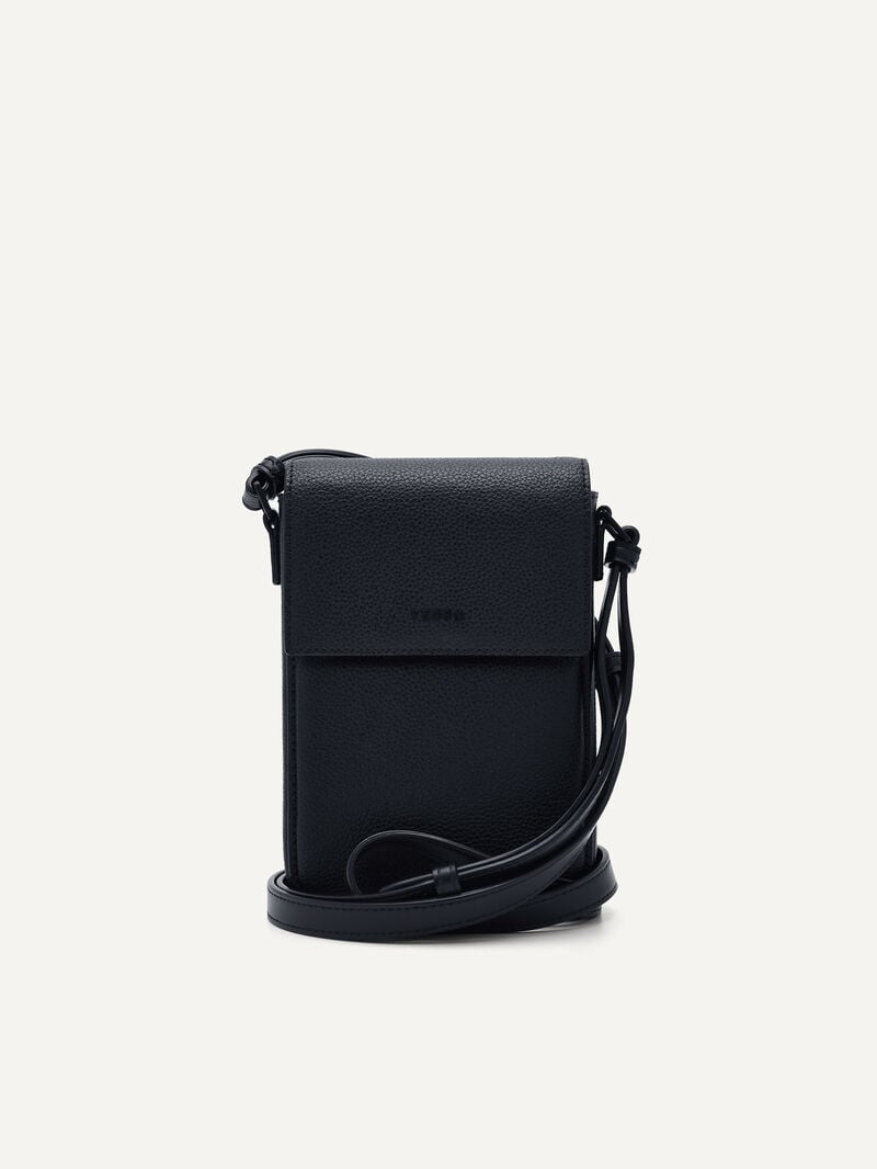 Pedro Embossed Leather Phone Pouch Men Tech Accessories Black | Q9Q-2624