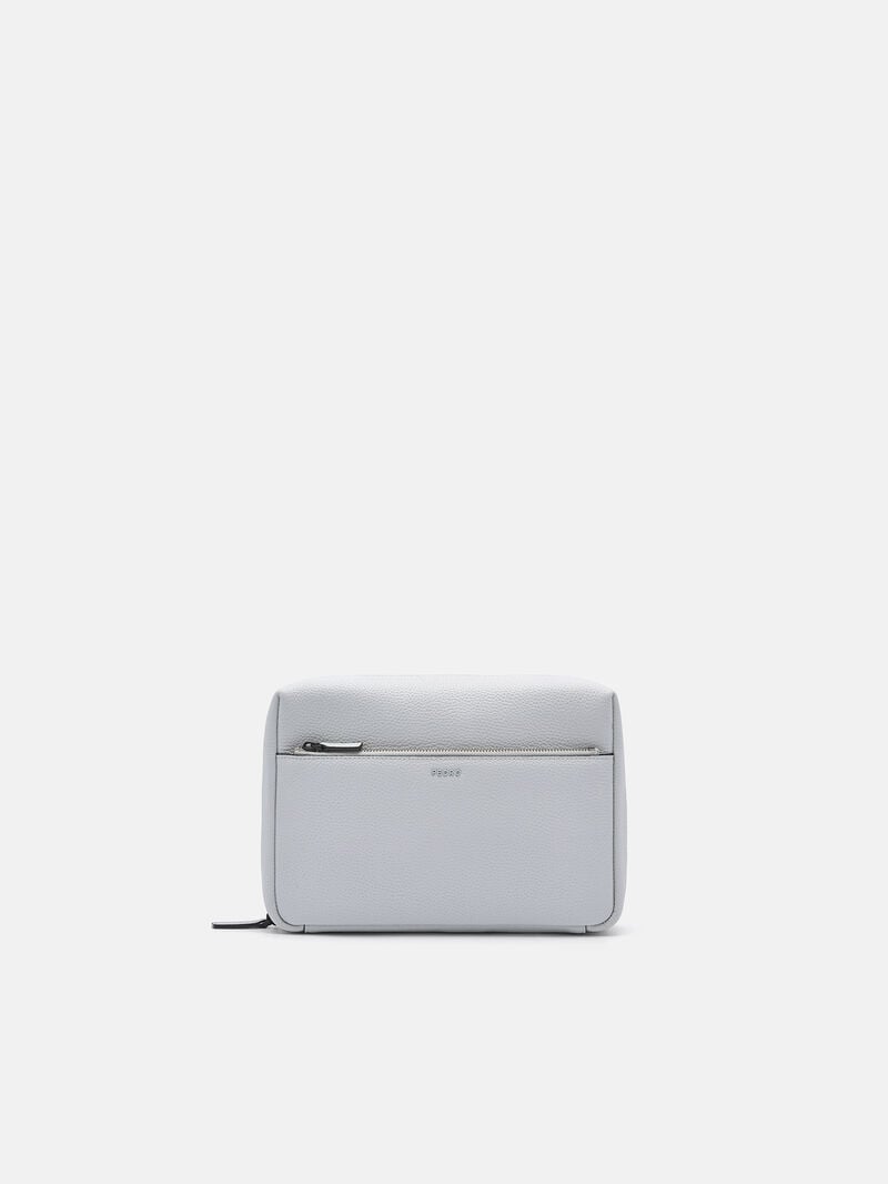 Pedro Embossed Leather Pouch Men Pouches Light Grey | Q9Q-2623