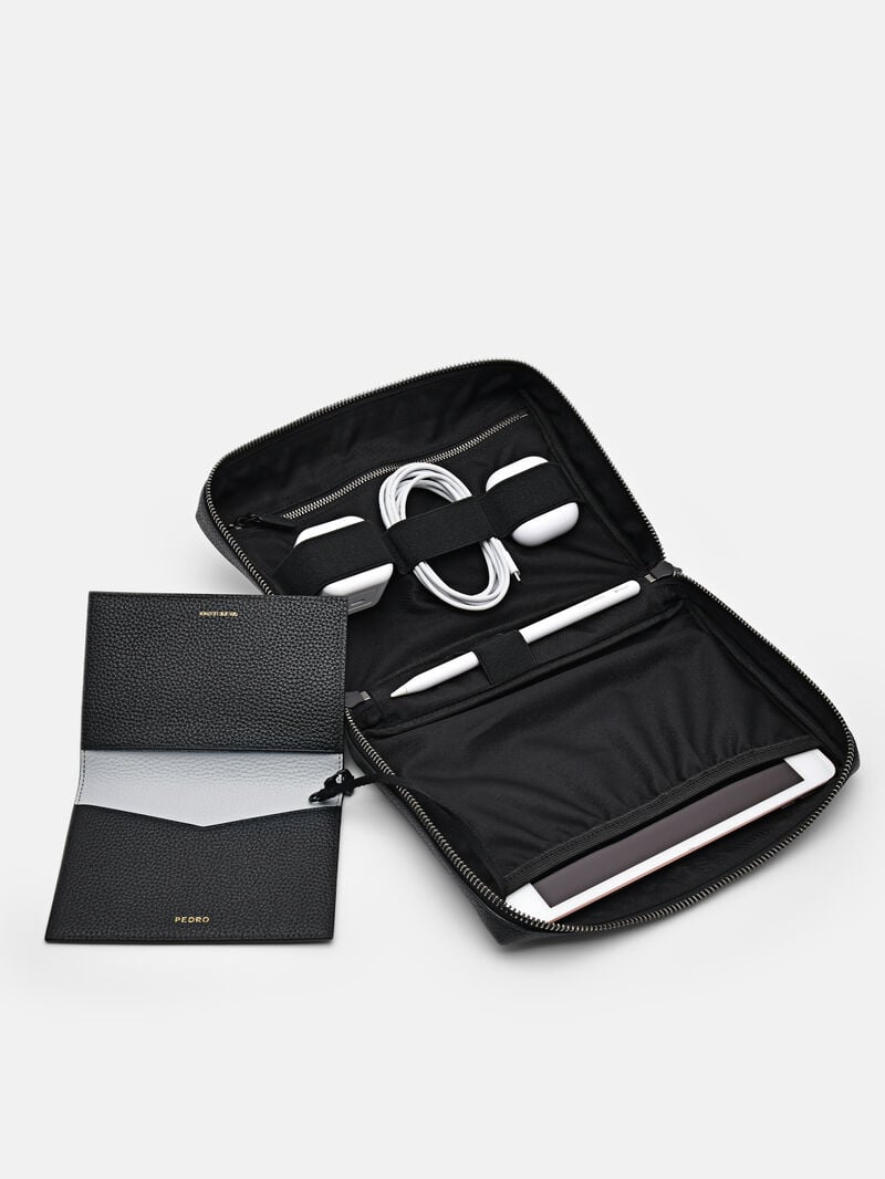 Pedro Embossed Leather Pouch Men Pouches Black | Q9Q-2622