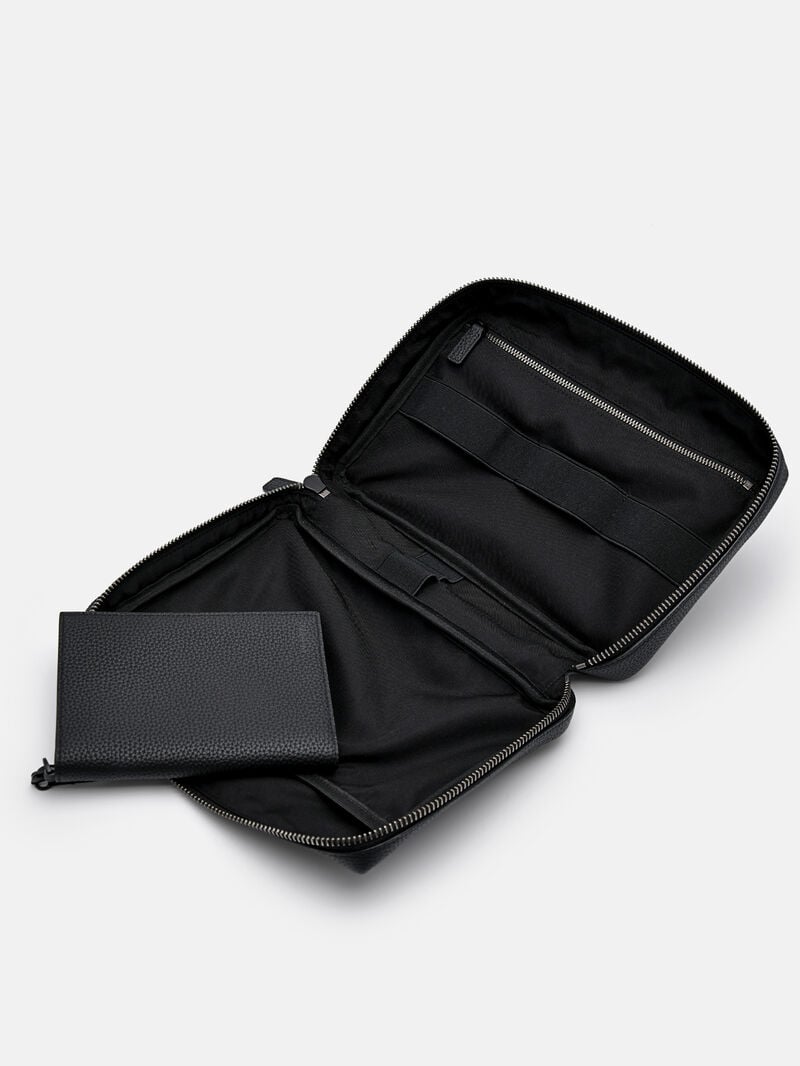 Pedro Embossed Leather Pouch Men Pouches Black | Q9Q-2622