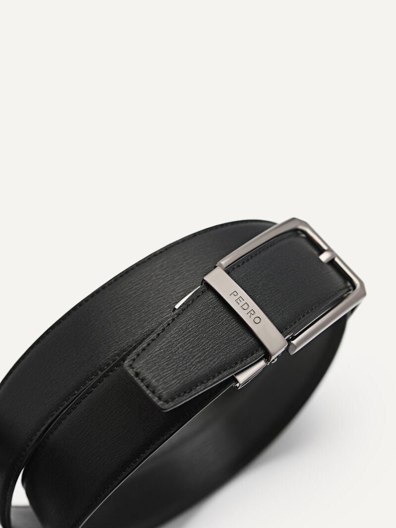 Pedro Embossed Leather Reversible Pin Men Belts Black | Q9Q-2621