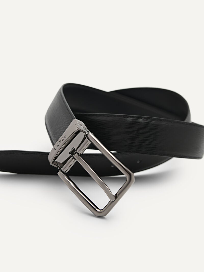 Pedro Embossed Leather Reversible Pin Men Belts Black | Q9Q-2621