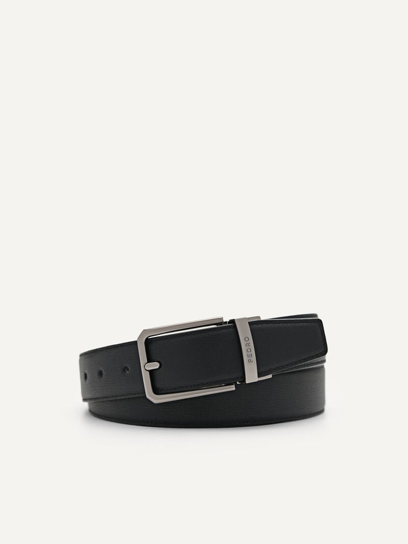 Pedro Embossed Leather Reversible Pin Men Belts Black | Q9Q-2621
