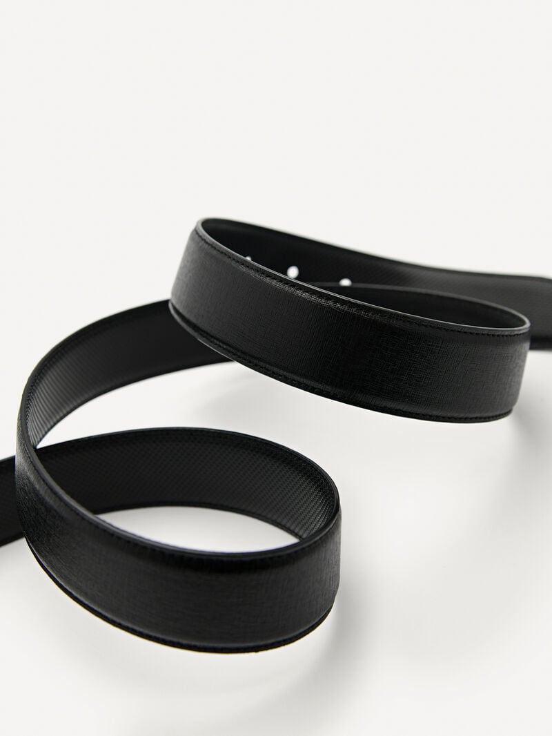 Pedro Embossed Leather Reversible Pin Men Belts Black | Q9Q-2620