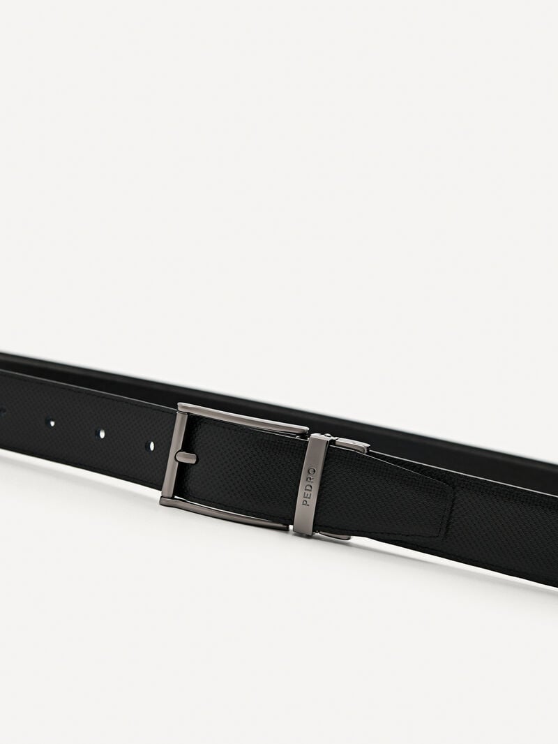 Pedro Embossed Leather Reversible Pin Men Belts Black | Q9Q-2620