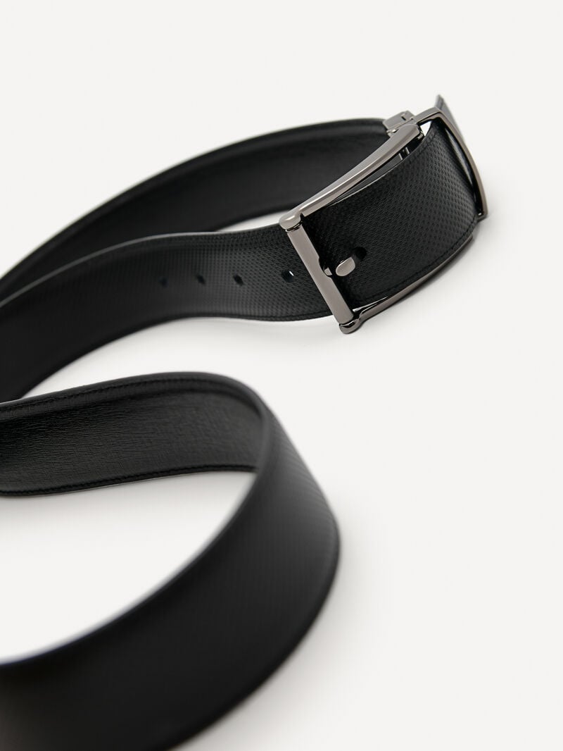 Pedro Embossed Leather Reversible Pin Men Belts Black | Q9Q-2620