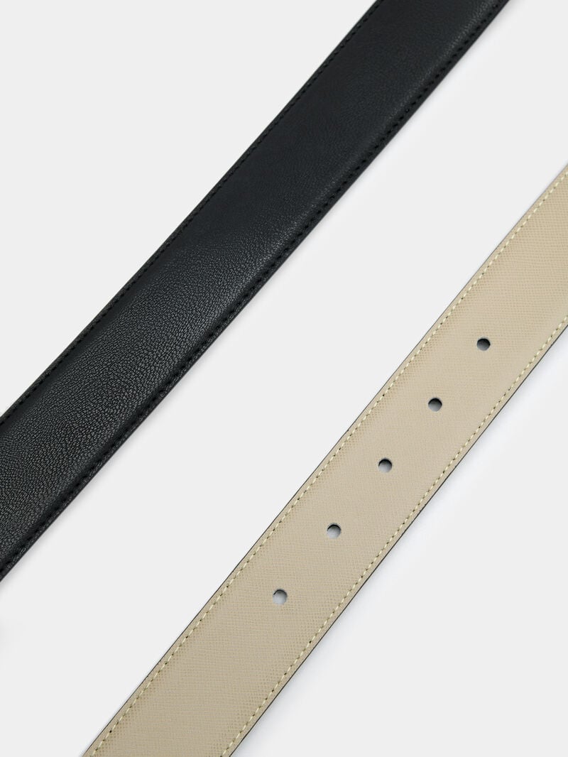 Pedro Embossed Leather Reversible Pin Men Belts Black | Q9Q-2619