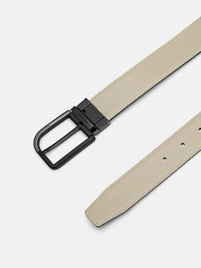 Pedro Embossed Leather Reversible Pin Men Belts Black | Q9Q-2619