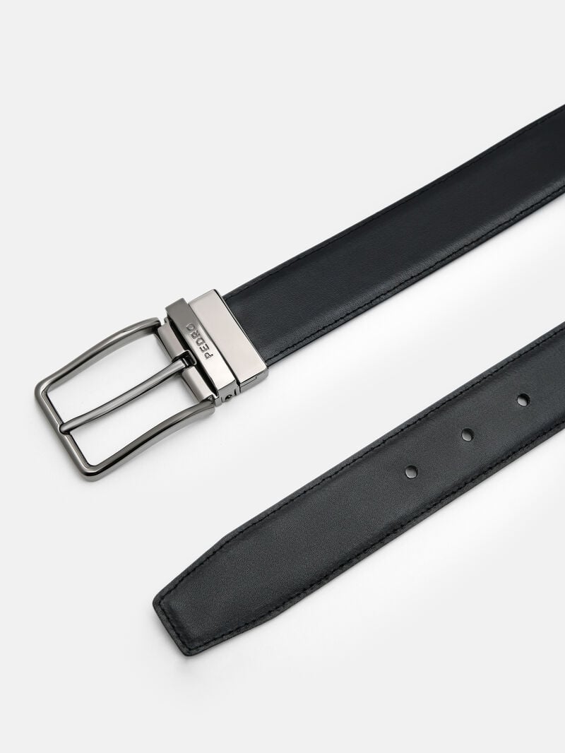 Pedro Embossed Leather Reversible Pin Men Belts Black | Q9Q-2618
