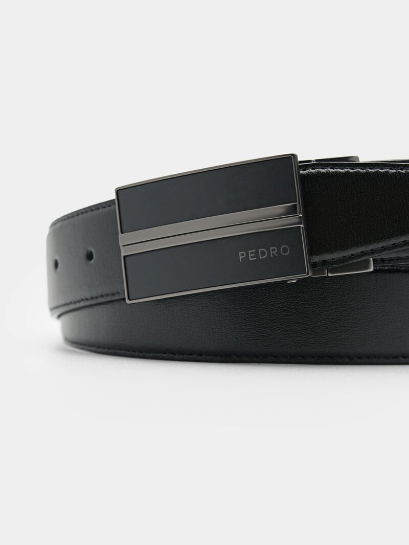 Pedro Embossed Leather Reversible Tang Men Belts Black | Q9Q-2616