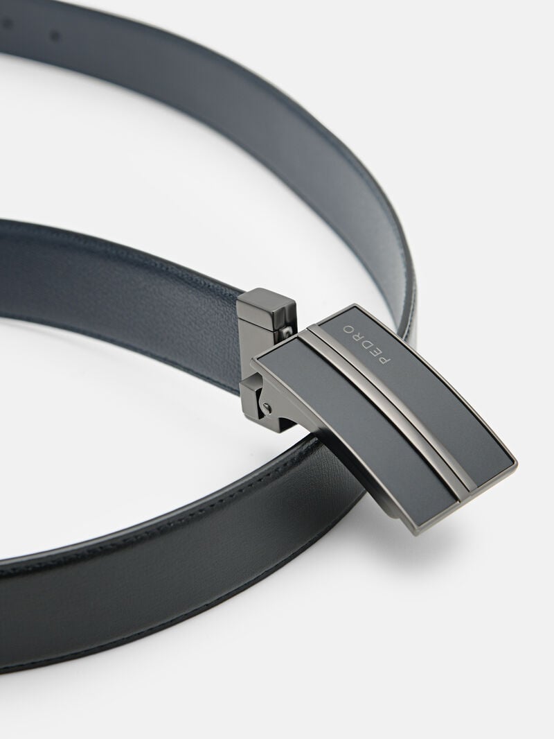 Pedro Embossed Leather Reversible Tang Men Belts Black | Q9Q-2616