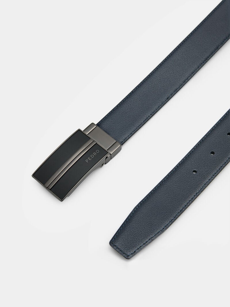 Pedro Embossed Leather Reversible Tang Men Belts Black | Q9Q-2616
