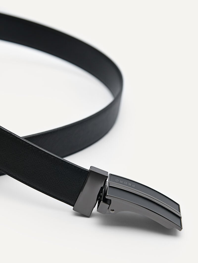 Pedro Embossed Leather Reversible Tang Men Belts Black | Q9Q-2614