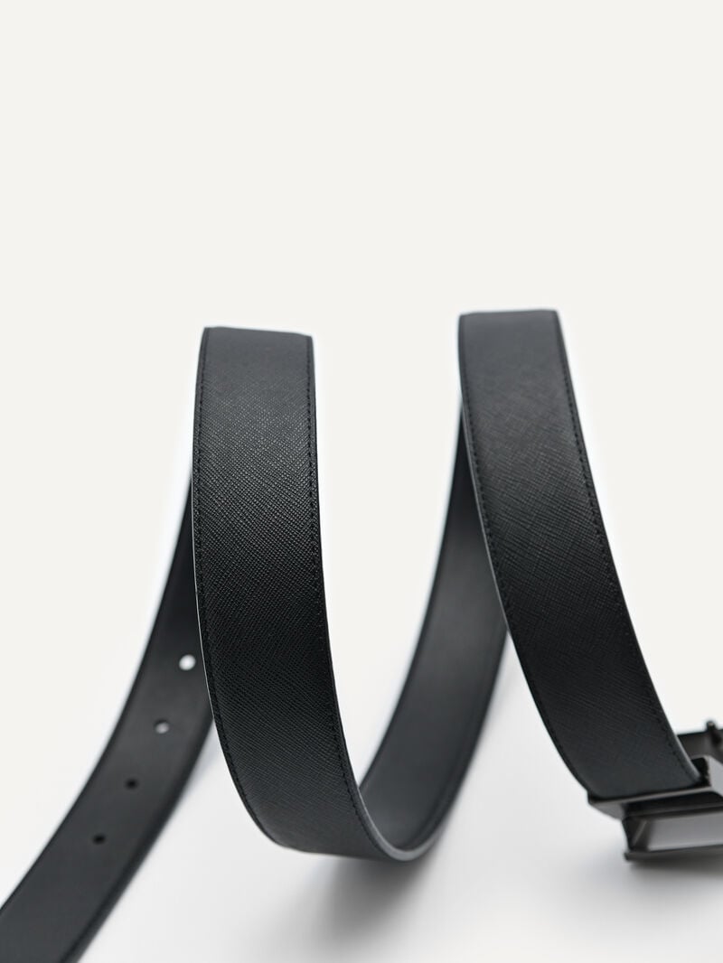 Pedro Embossed Leather Reversible Tang Men Belts Black | Q9Q-2614