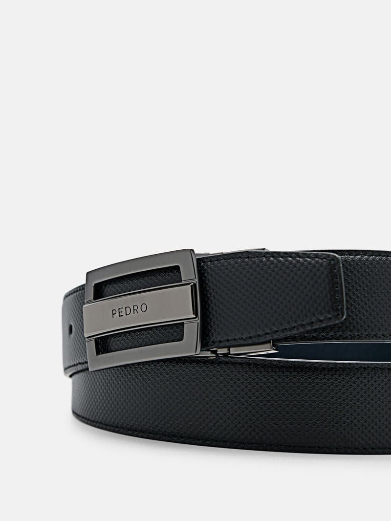 Pedro Embossed Leather Reversible Tang Men Belts Black | Q9Q-2612