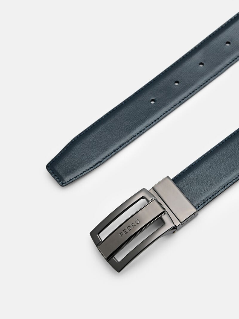 Pedro Embossed Leather Reversible Tang Men Belts Black | Q9Q-2612