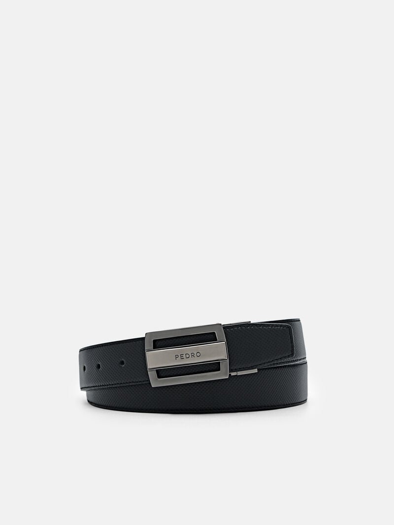 Pedro Embossed Leather Reversible Tang Men Belts Black | Q9Q-2612