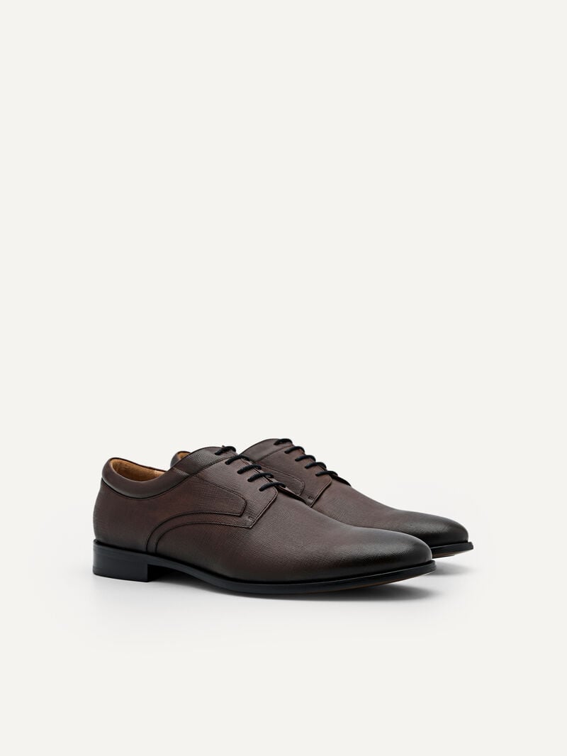 Pedro Embossed Leather Shoes Men Derby Shoes Dark Brown | Q9Q-2632