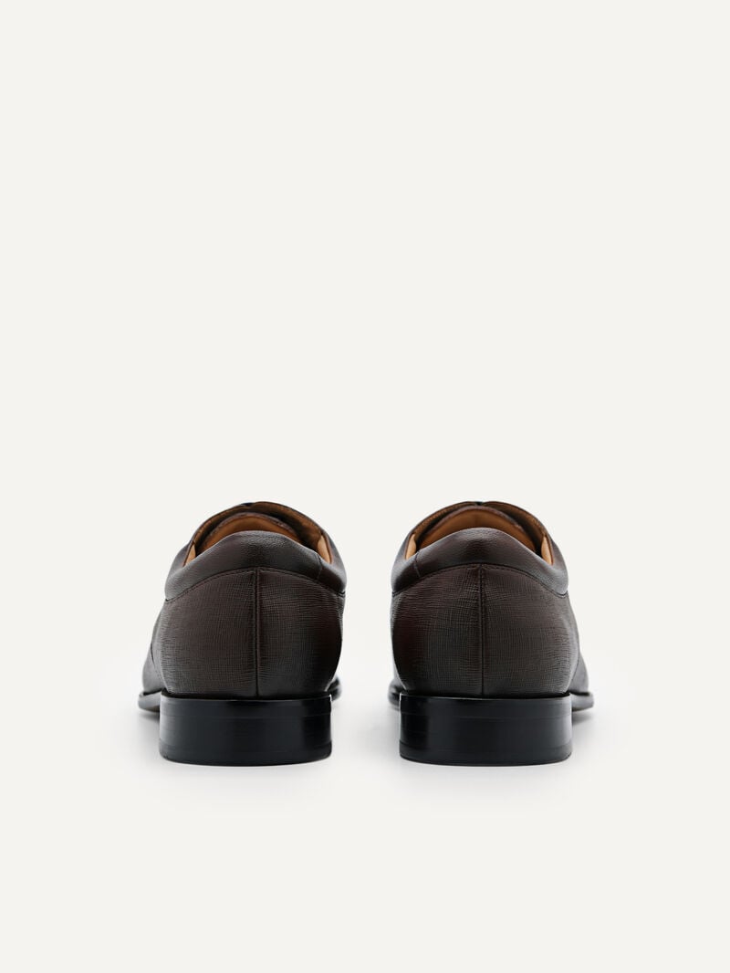 Pedro Embossed Leather Shoes Men Derby Shoes Dark Brown | Q9Q-2632