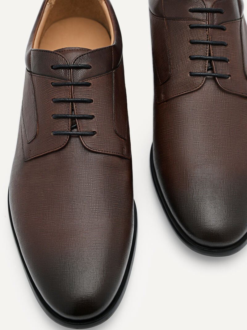 Pedro Embossed Leather Shoes Men Derby Shoes Dark Brown | Q9Q-2632