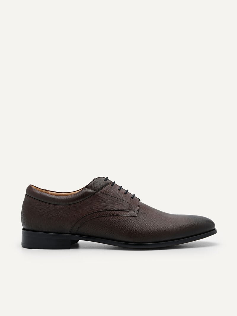 Pedro Embossed Leather Shoes Men Derby Shoes Dark Brown | Q9Q-2632