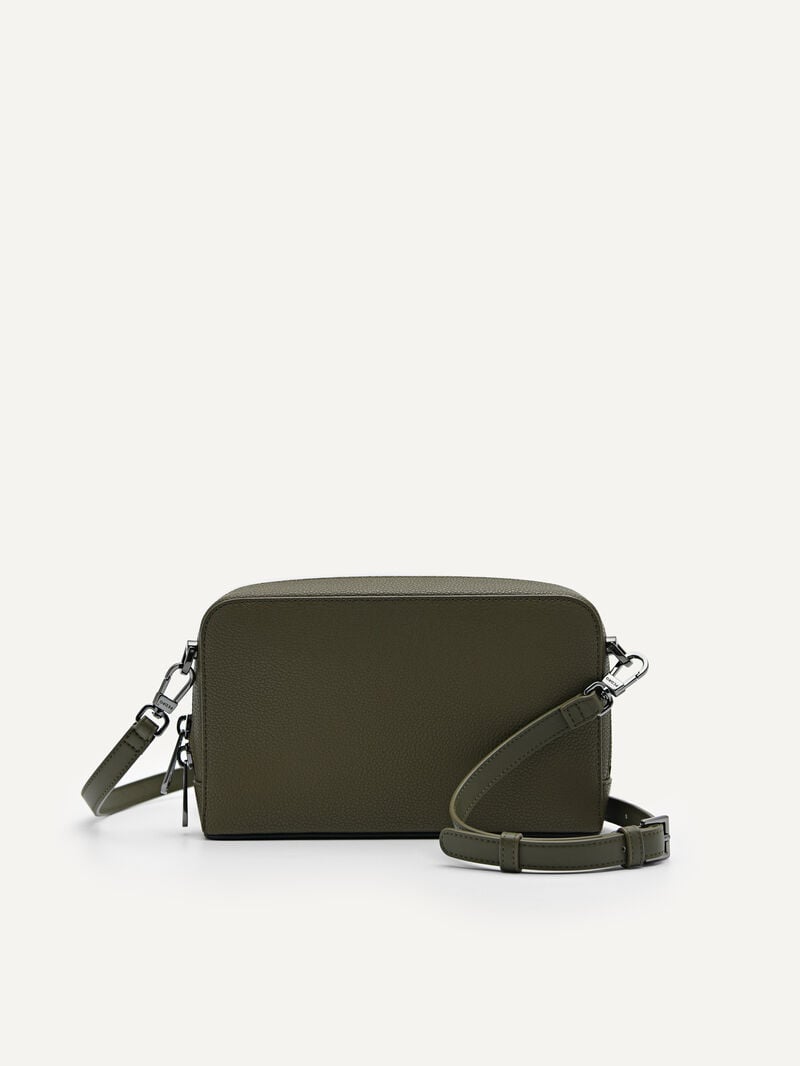 Pedro Embossed Leather Sling Pouch Men Pouches Olive | Q9Q-2611