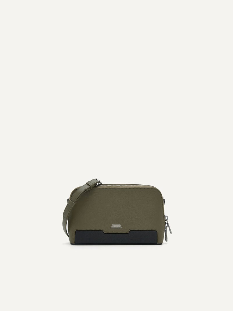 Pedro Embossed Leather Sling Pouch Men Pouches Olive | Q9Q-2611