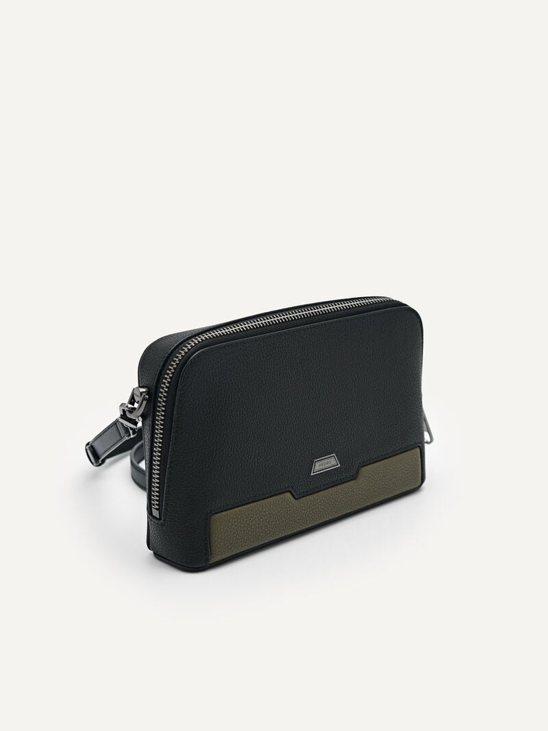 Pedro Embossed Leather Sling Pouch Men Pouches Black | Q9Q-2610