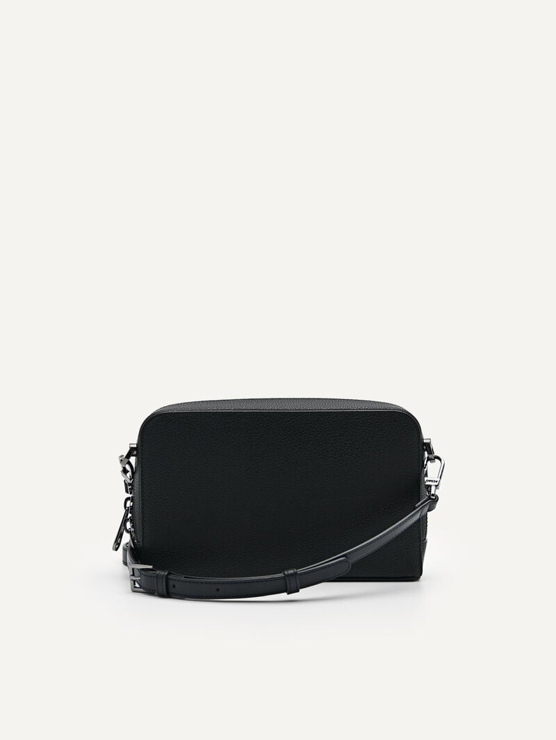 Pedro Embossed Leather Sling Pouch Men Pouches Black | Q9Q-2610