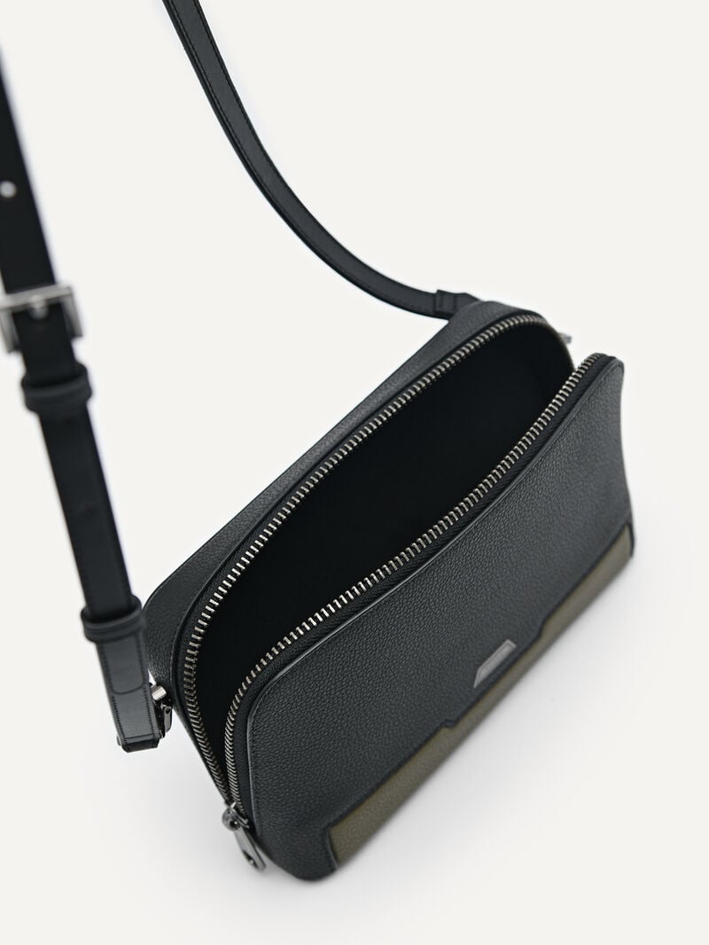 Pedro Embossed Leather Sling Pouch Men Pouches Black | Q9Q-2610