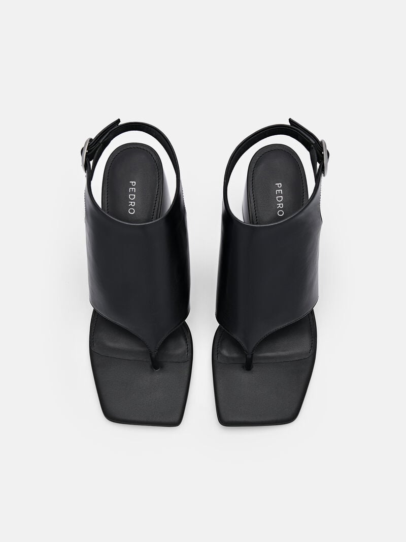 Pedro Este Leather Women Heel Sandals Black | Q9Q-1476