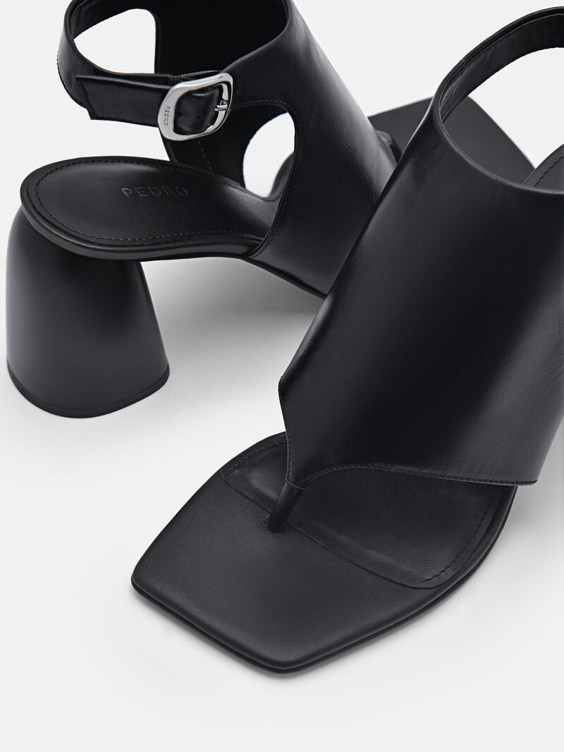 Pedro Este Leather Women Heel Sandals Black | Q9Q-1476
