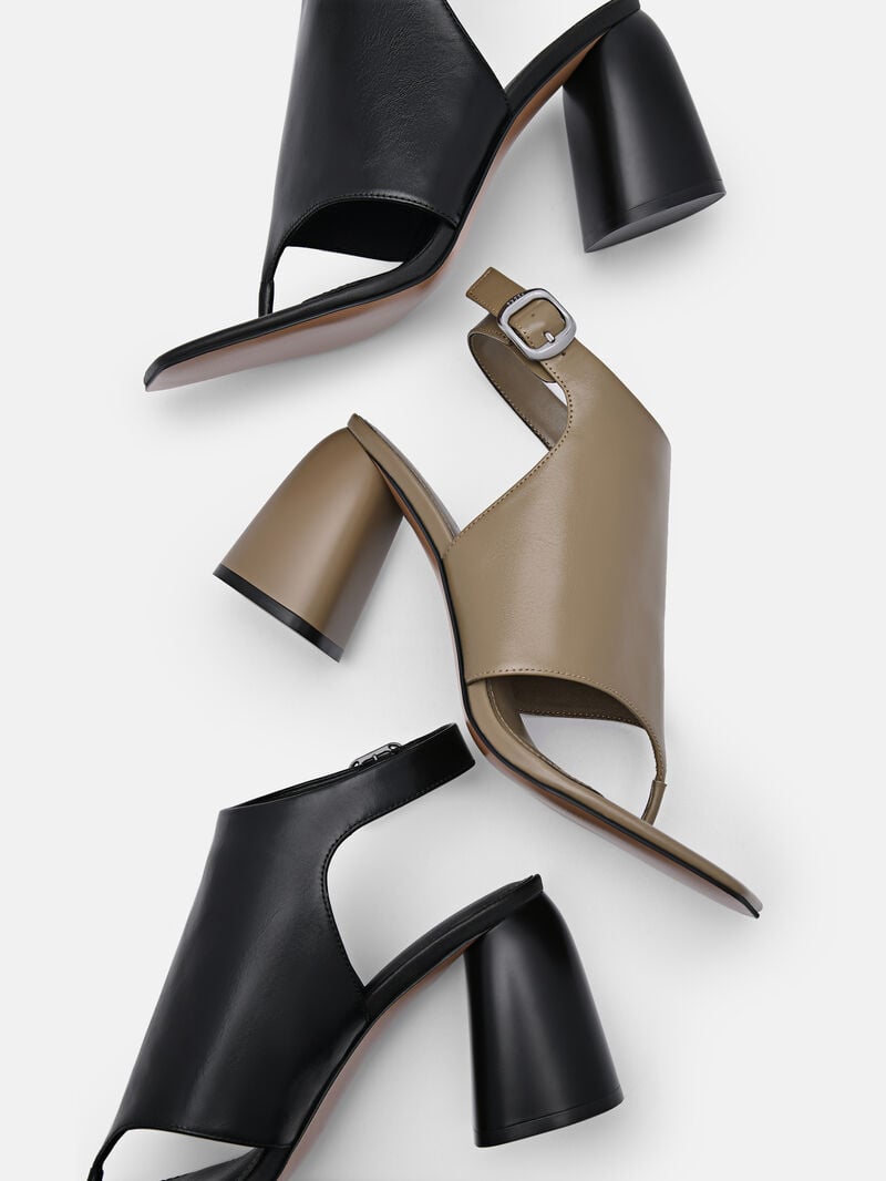 Pedro Este Leather Women Heel Sandals Black | Q9Q-1476