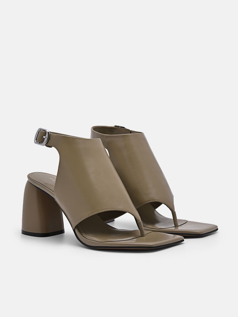 Pedro Este Leather Women Heel Sandals Olive | Q9Q-1477