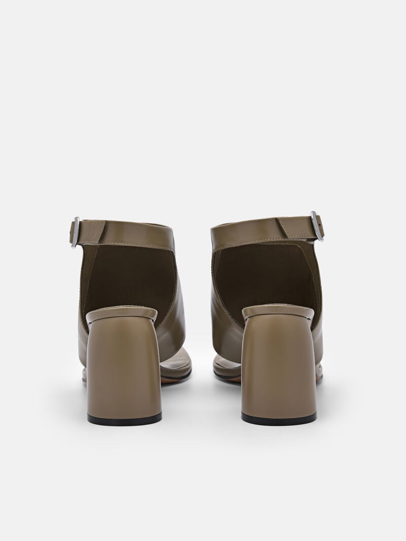 Pedro Este Leather Women Heel Sandals Olive | Q9Q-1477
