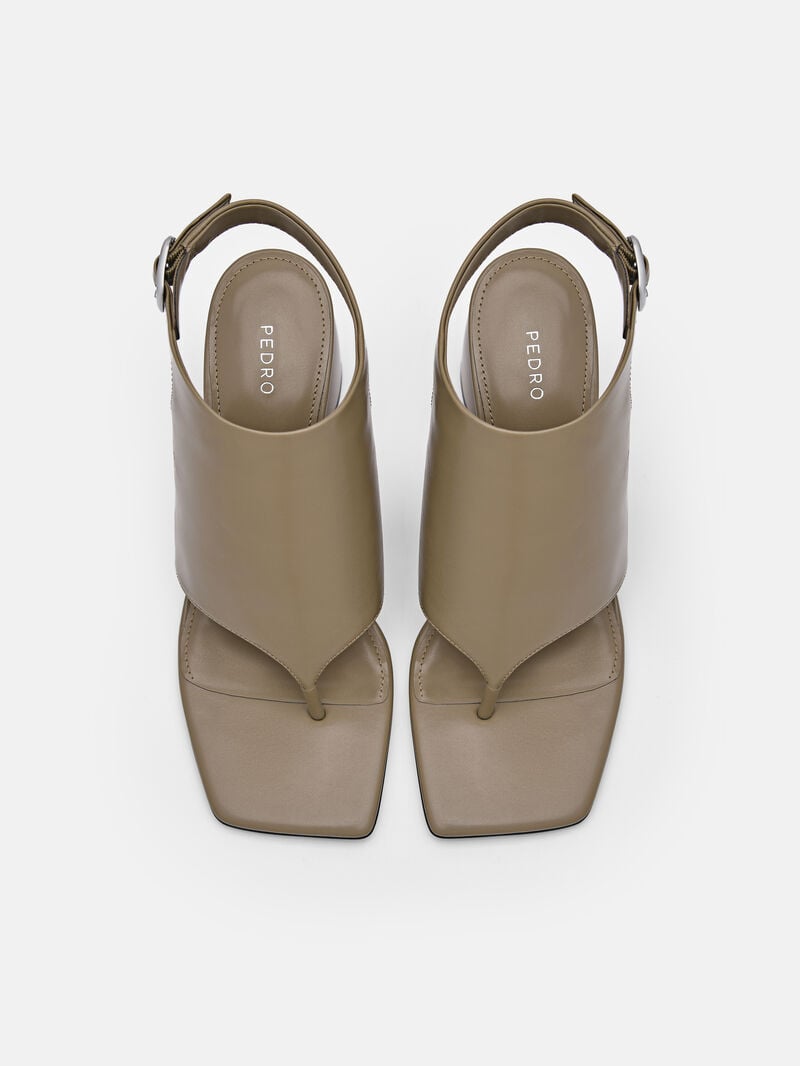 Pedro Este Leather Women Heel Sandals Olive | Q9Q-1477