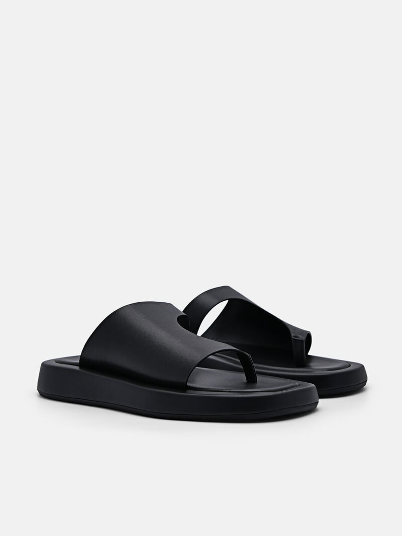 Pedro Este Thong Sandals Women Flats Black | Q9Q-1864