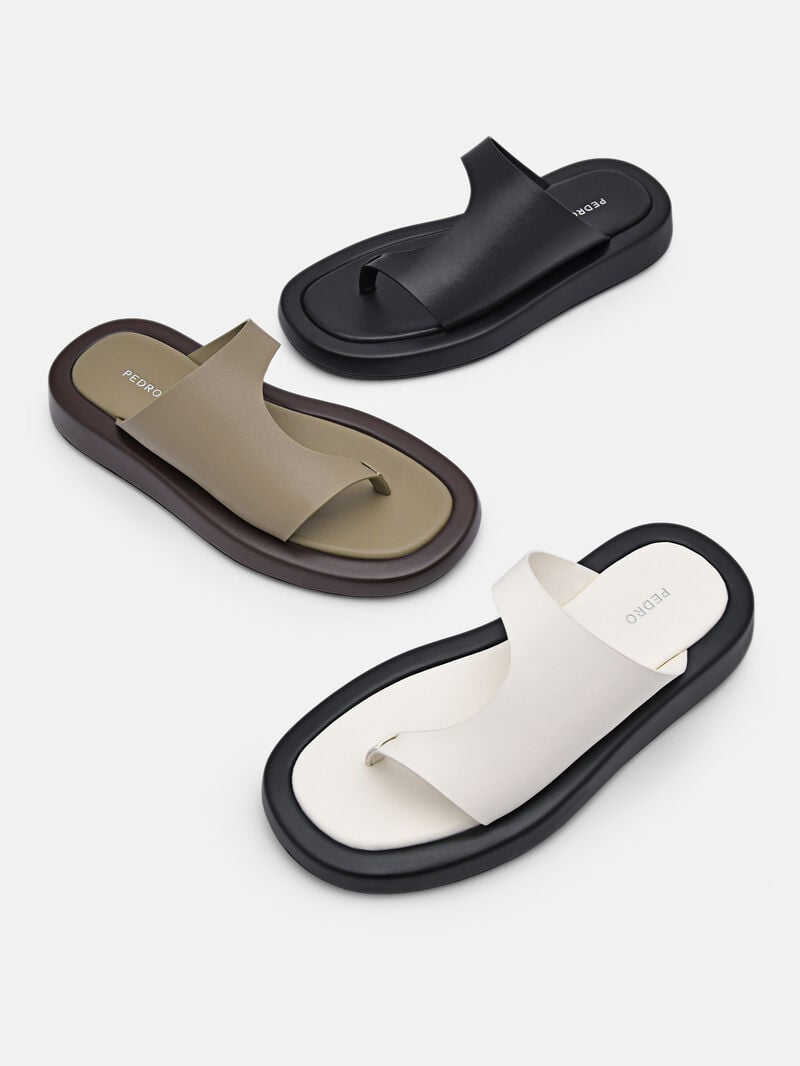 Pedro Este Thong Sandals Women Flats Black | Q9Q-1864
