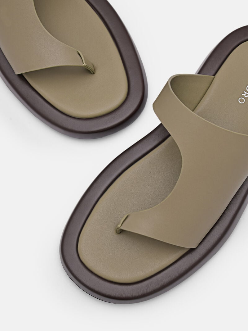 Pedro Este Thong Sandals Women Flats Olive | Q9Q-1865