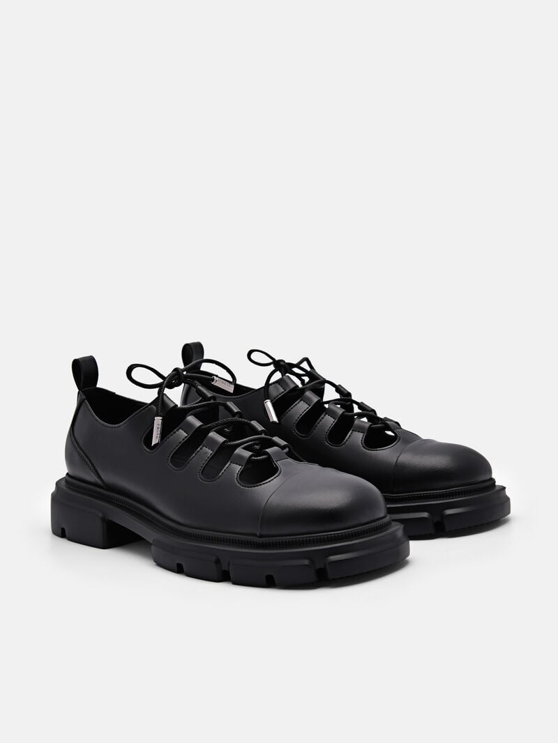 Pedro Ethel Laced Loafers Women Flats Black | Q9Q-1862