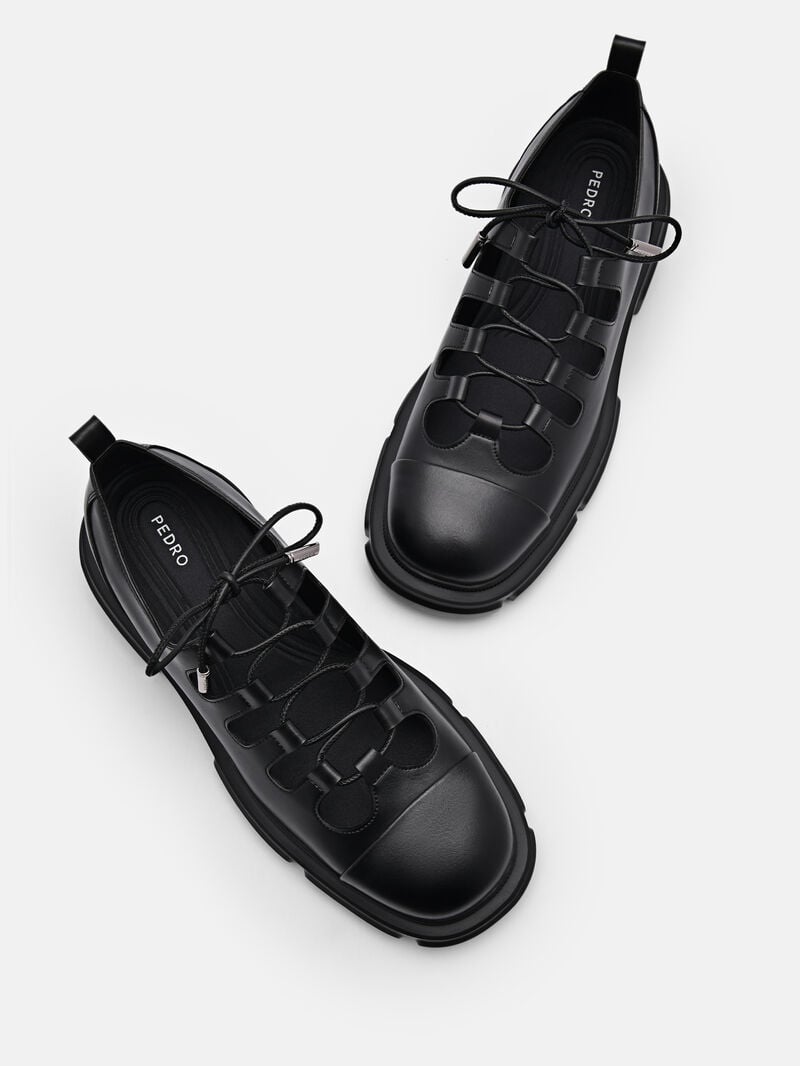 Pedro Ethel Laced Loafers Women Flats Black | Q9Q-1862