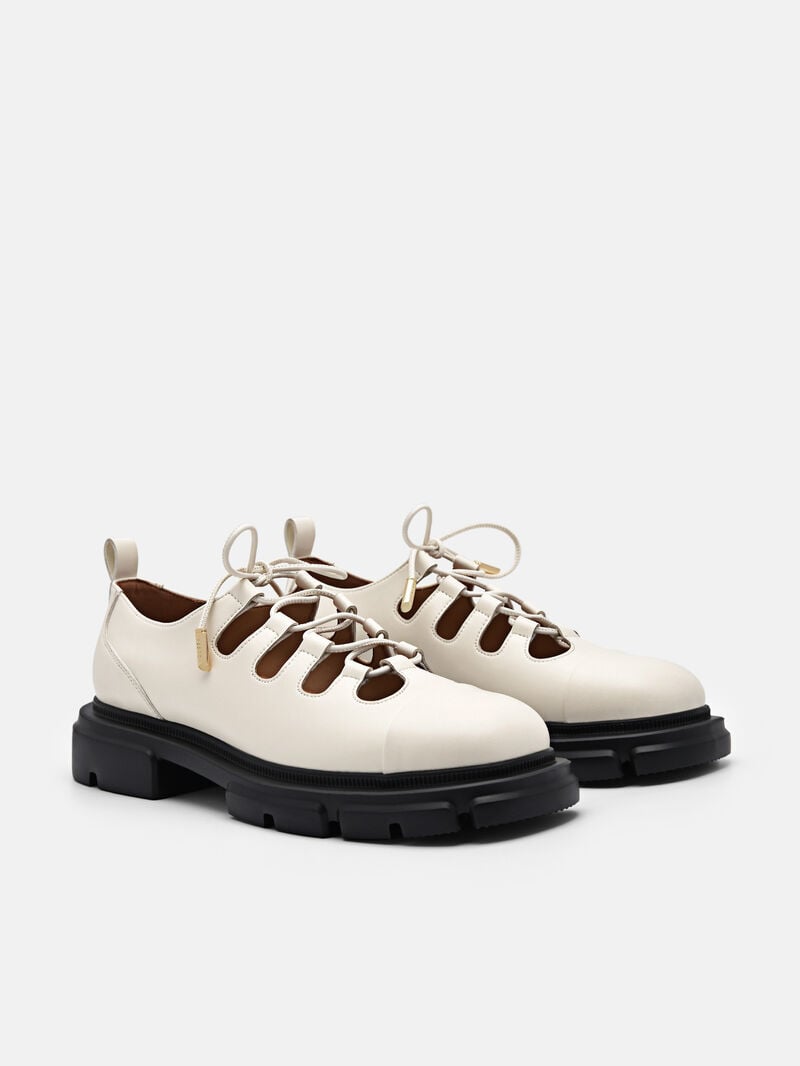 Pedro Ethel Laced Loafers Women Flats Chalk | Q9Q-1863