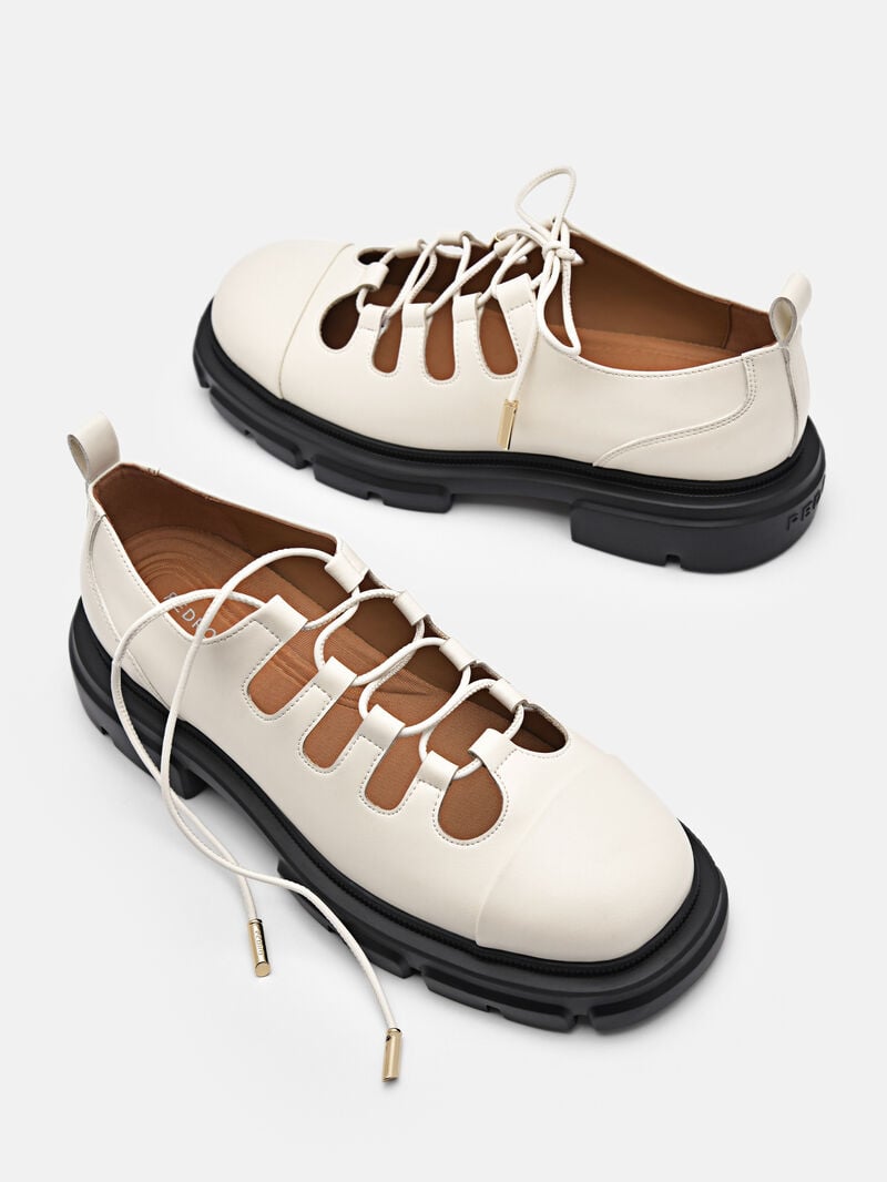 Pedro Ethel Laced Loafers Women Flats Chalk | Q9Q-1863