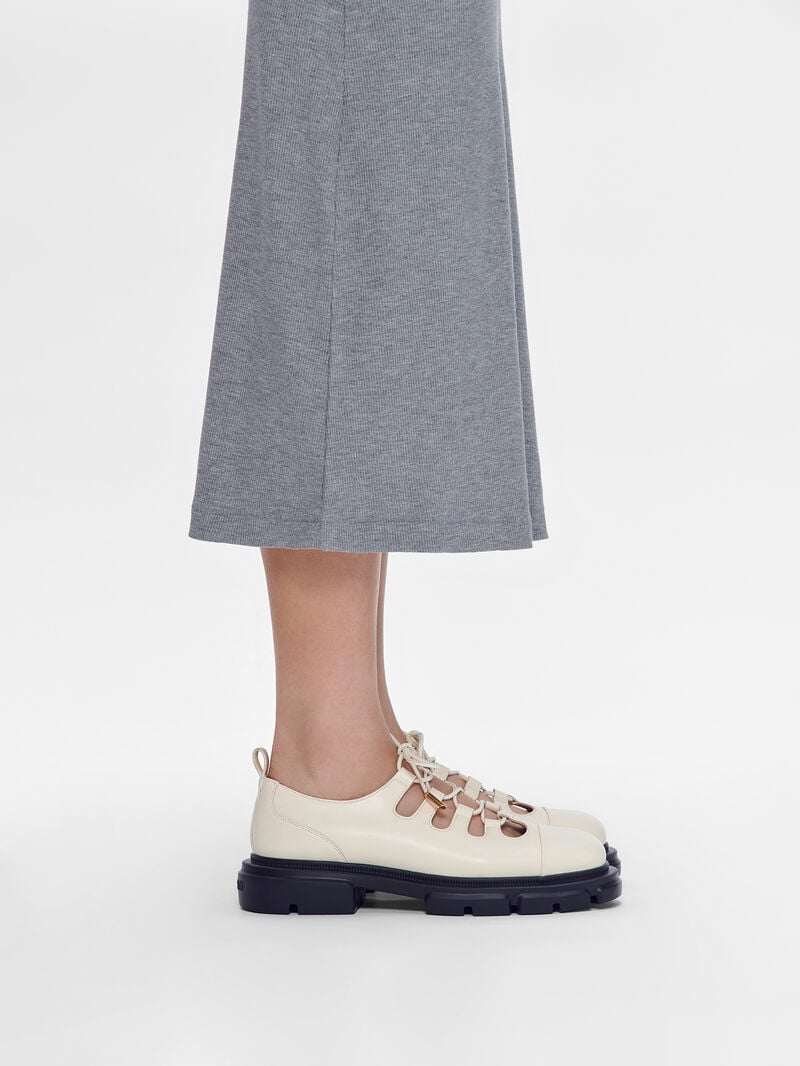 Pedro Ethel Laced Loafers Women Flats Chalk | Q9Q-1863