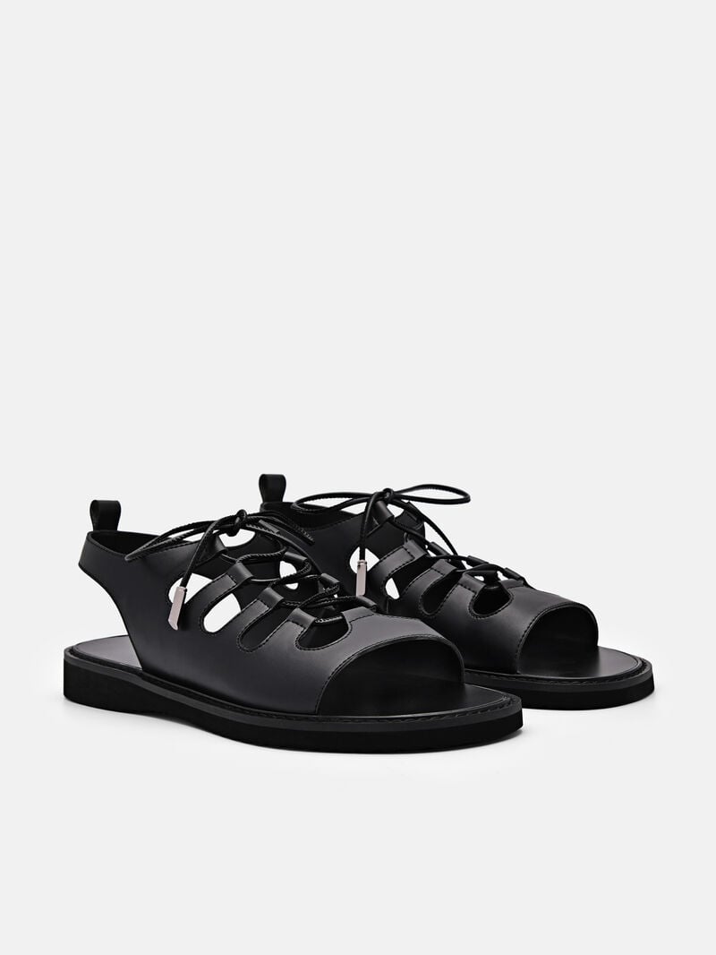 Pedro Ethel Laced Sandals Women Flats Black | Q9Q-1860
