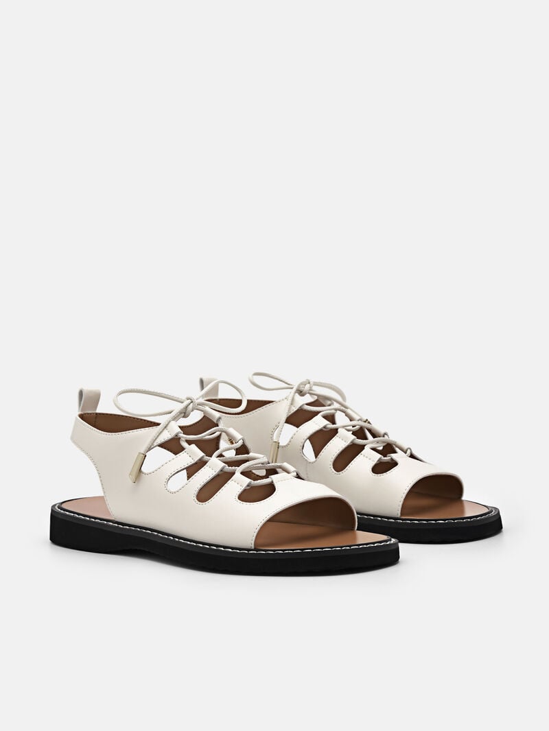 Pedro Ethel Laced Sandals Women Flats Chalk | Q9Q-1861