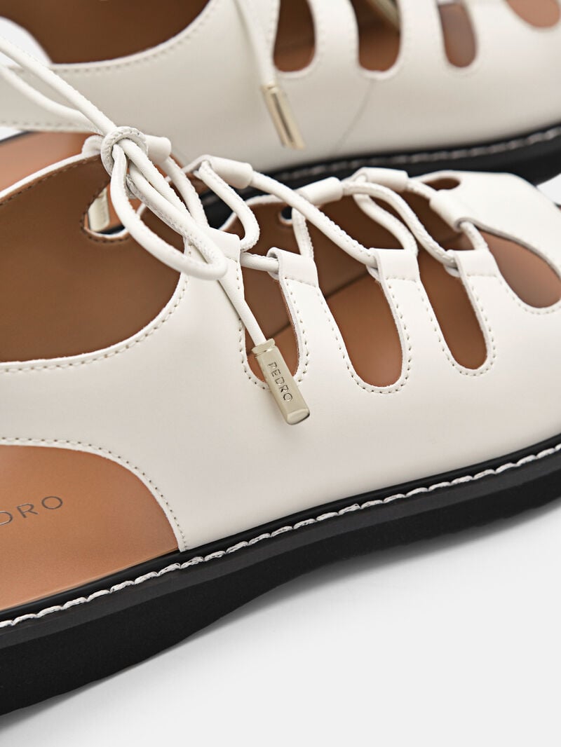 Pedro Ethel Laced Sandals Women Flats Chalk | Q9Q-1861