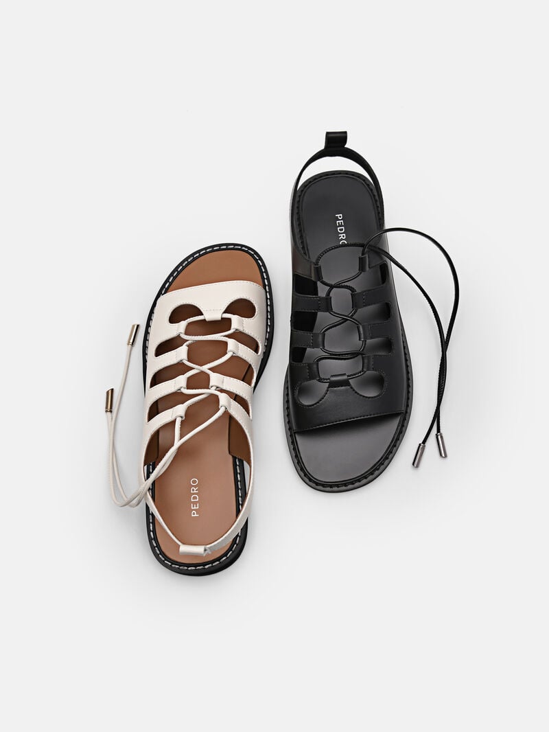 Pedro Ethel Laced Sandals Women Flats Chalk | Q9Q-1861