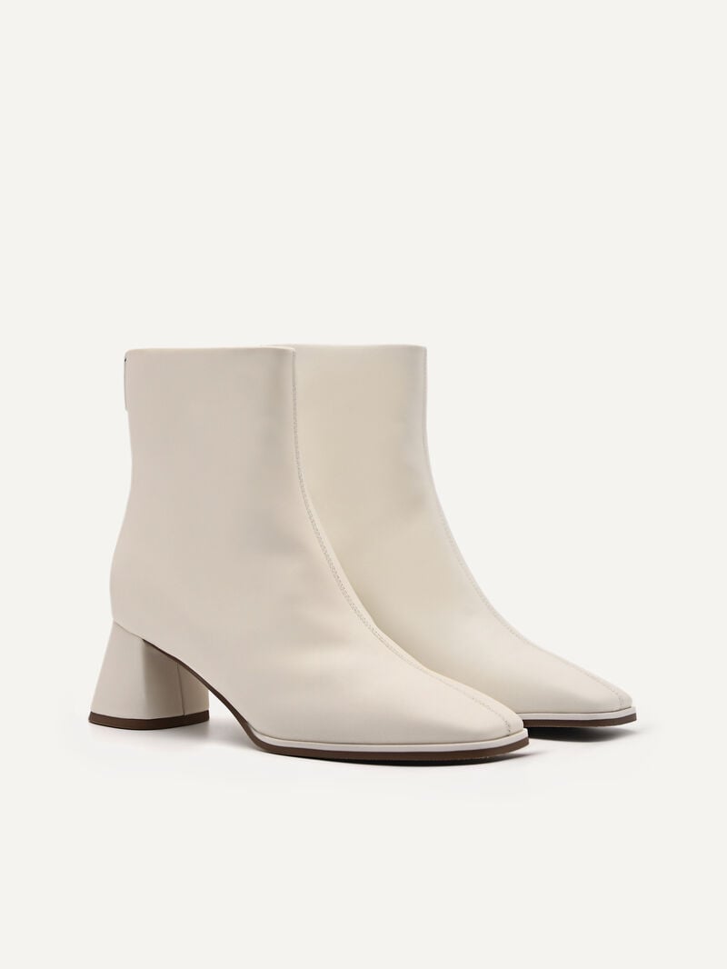 Pedro Eva Leather Heel Boots Women Ankle Boots Chalk | Q9Q-1366