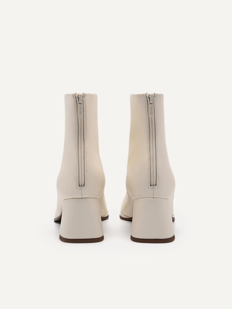 Pedro Eva Leather Heel Boots Women Ankle Boots Chalk | Q9Q-1366
